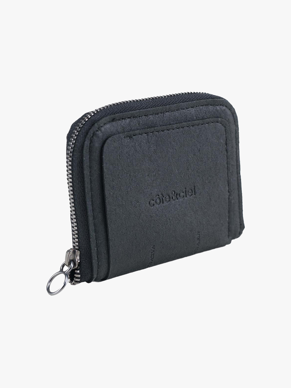 Zippered Wallet M Recycled Leather Black
